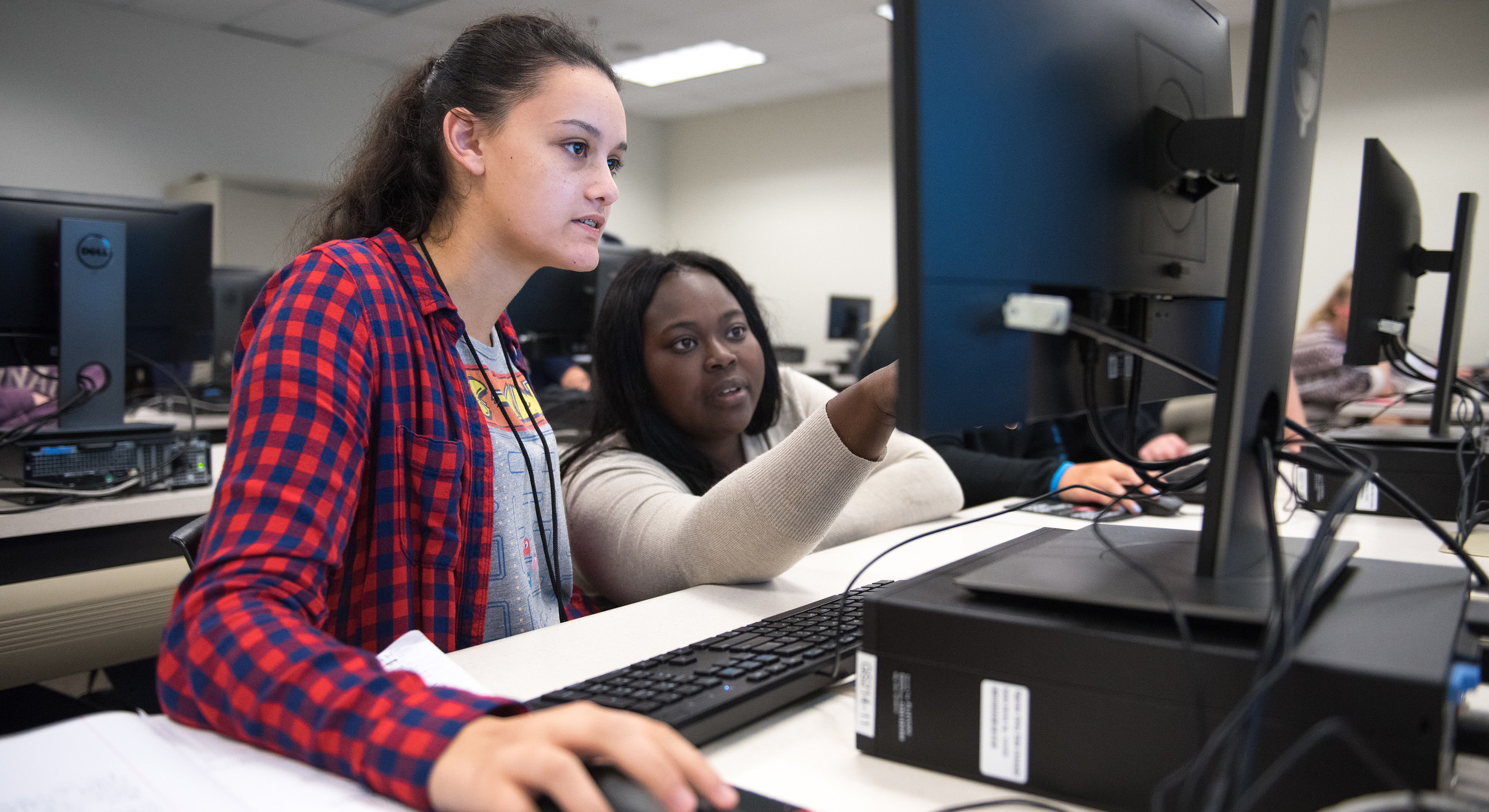 College mentor assisting student with mathematical software